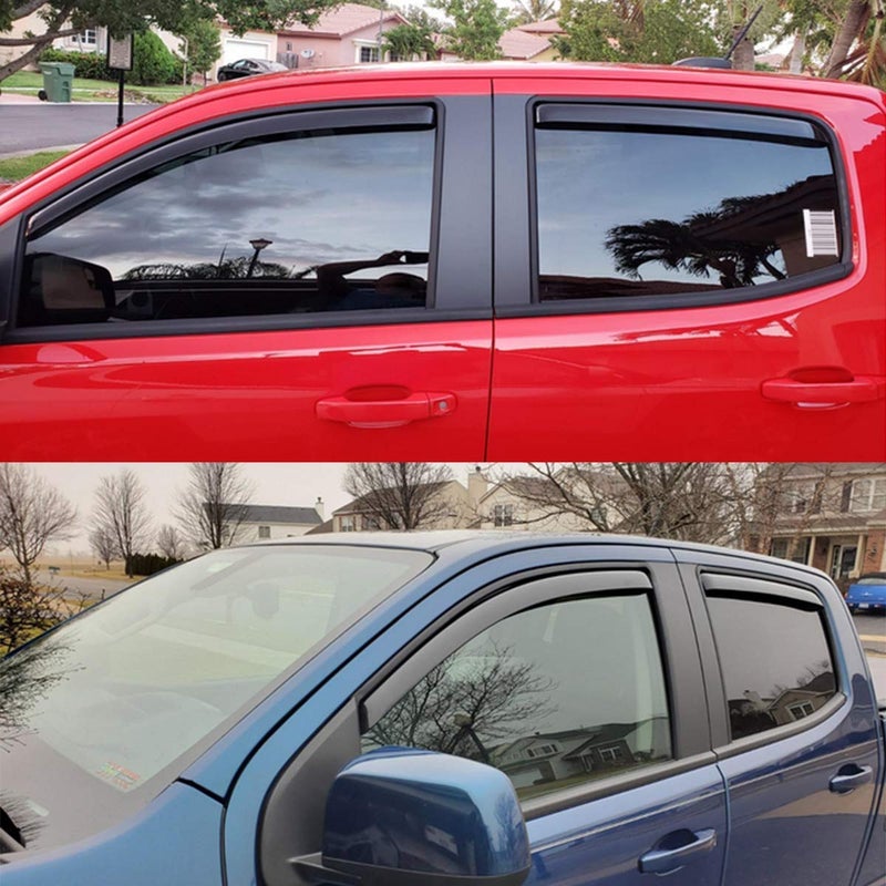 Lightronic Extra Durable Clip-on in-Channel Auto Vent Window Visor, Fits 2015-2022 Chevrolet Colorado & GMC Canyon, Crew Cab, UV Protection Rain Guard, Original Wind Deflector, Dark Smoke, 4-Pcs - Image 5